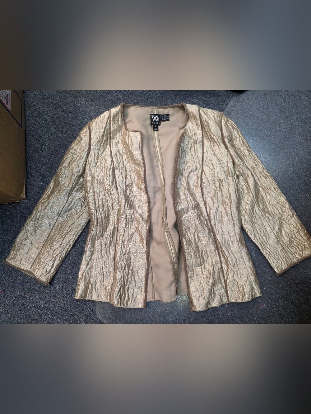 Worth Metallic Gold Textured LINEN Jacket